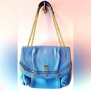 MCM Blue Leather Shoulder Bag
